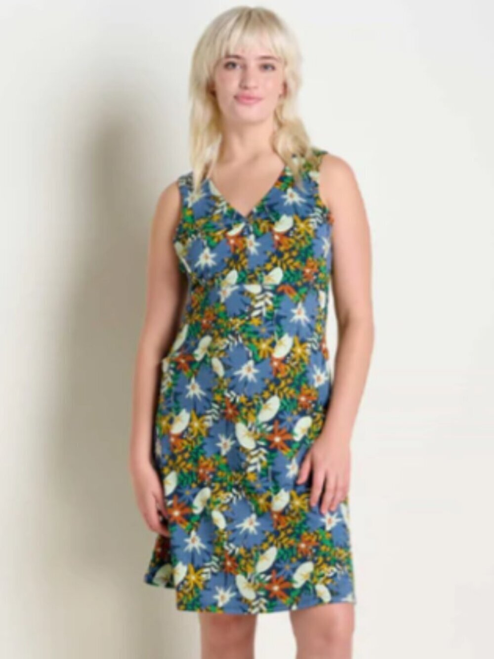 TOAD & CO Rosemarie Sleeveless Women's Midnight Floral A-Line Dress (Medium)